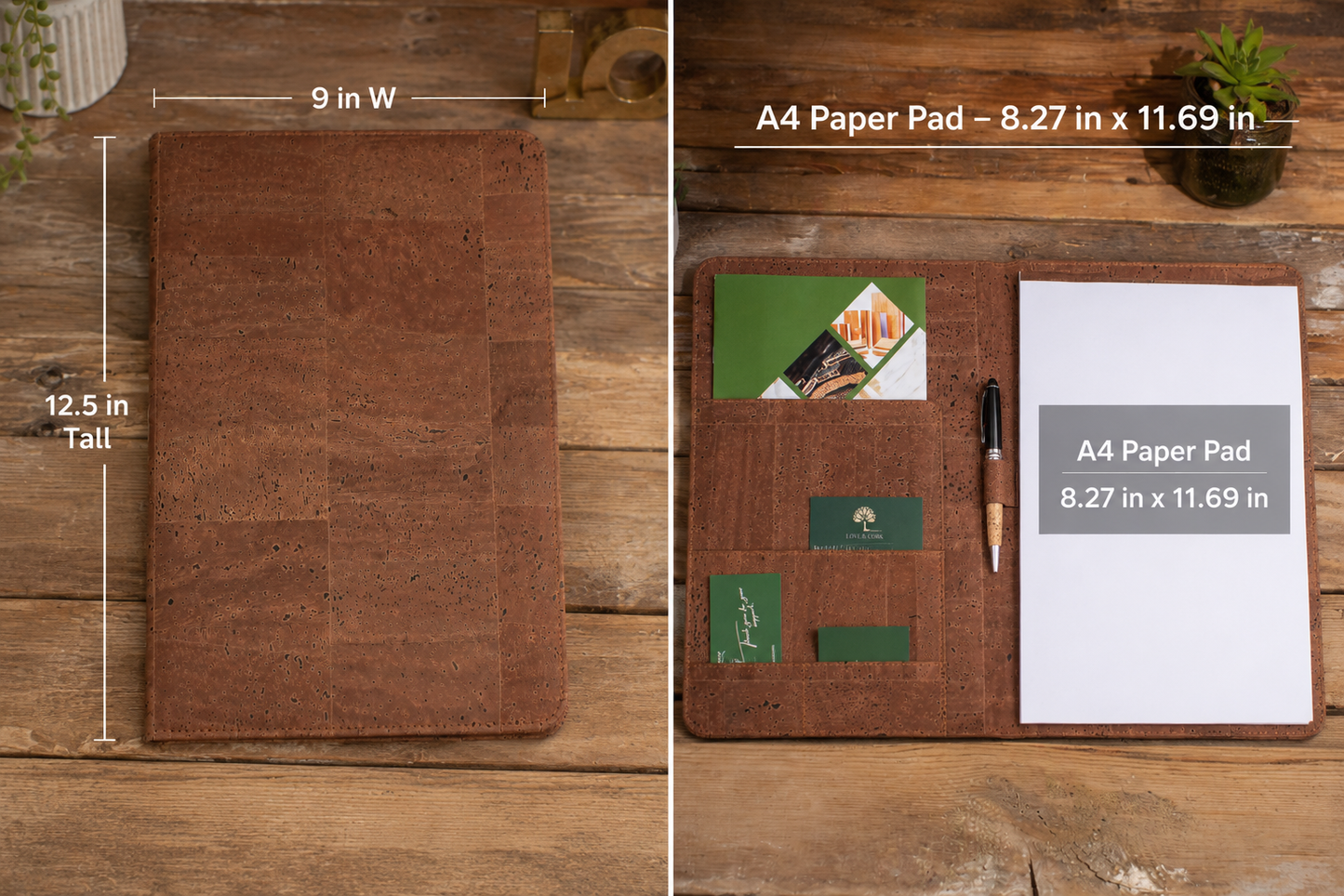 Brown Cork Padfolio | Professional Portfolio Folder | A4 Notepad Holder
