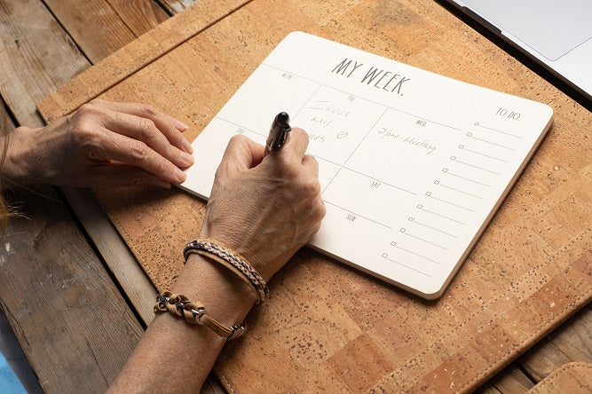 Writing Notes over Cork Desk Pad