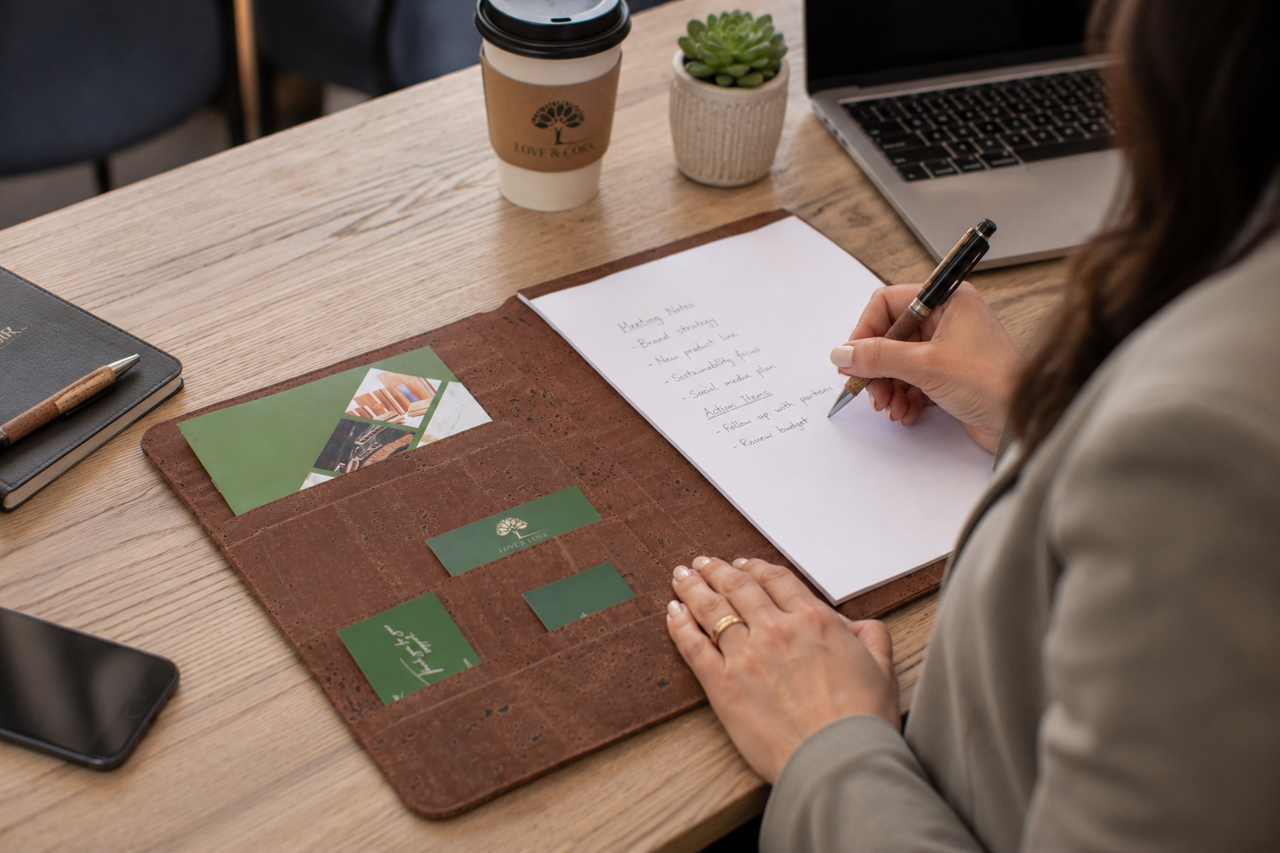 Brown Cork Padfolio | Professional Portfolio Folder | A4 Notepad Holder