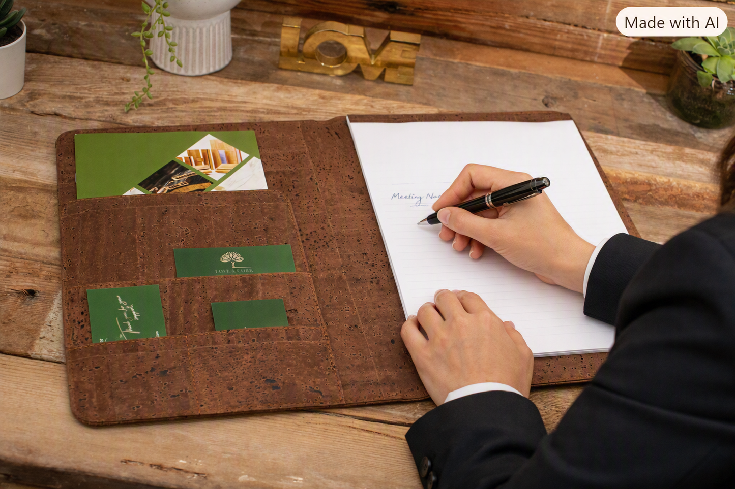 Brown Cork Padfolio | Professional Portfolio Folder | A4 Notepad Holder