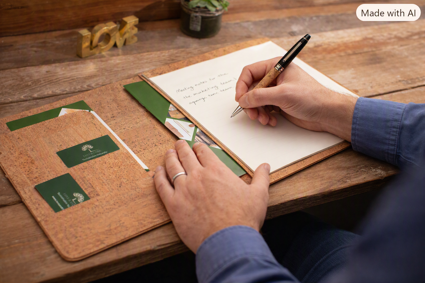 Landscape Cork Padfolio | Horizontal Portfolio with Notepad | Personalized