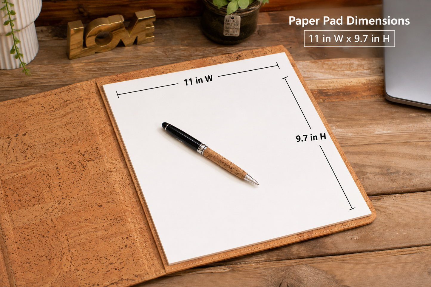 Landscape Cork Padfolio | Horizontal Portfolio with Notepad | Personalized