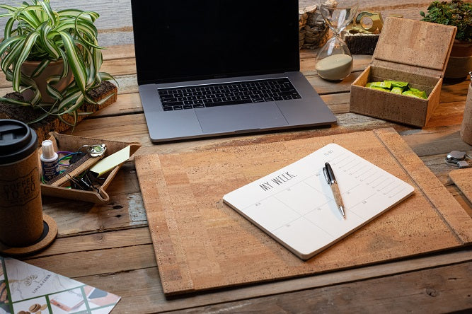 Elegant Cork Desk Pad with a MacBook Pro